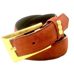 Peter Hahn Vintage Skinny Belt Nubuck Leather Suede 95cm 1 x 41 Italy Brown